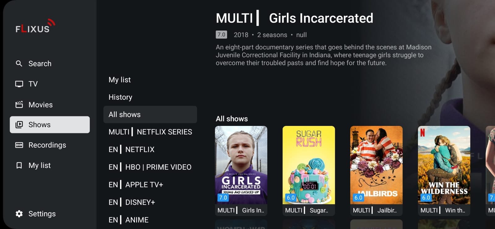 FLIXUS TVmate Live TV Interface
