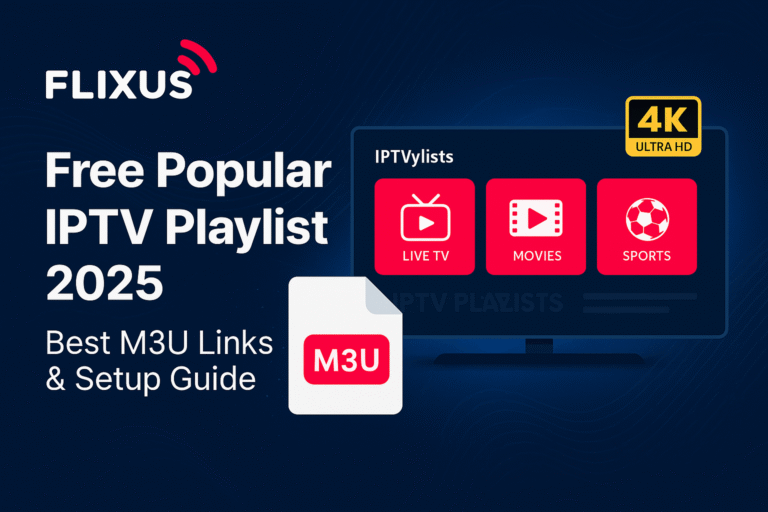 Free popular IPTV playlist 2025 with M3U links setup guide on Smart TV and FLIXUS IPTV