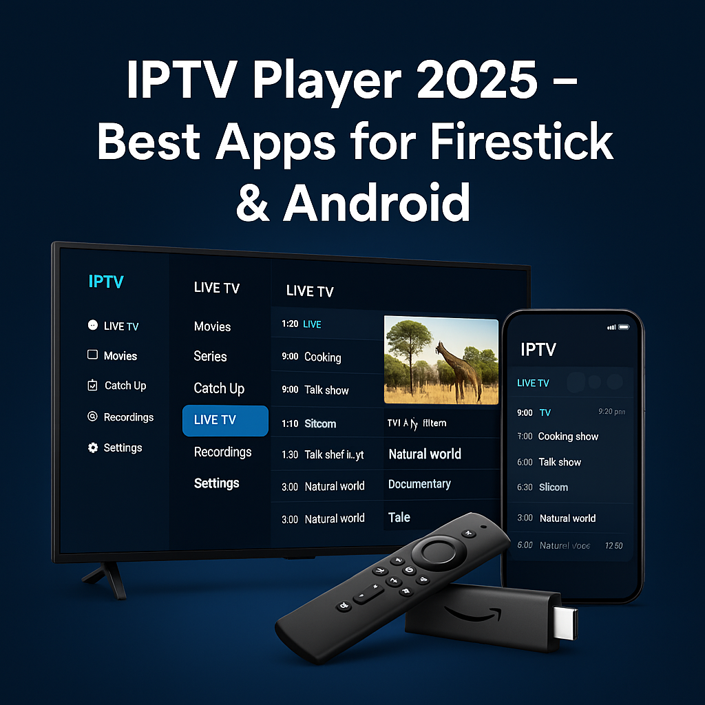 IPTV Player 2025 – Best IPTV Apps for Firestick and Android devices with 4K support and live TV interface by FLIXUS.