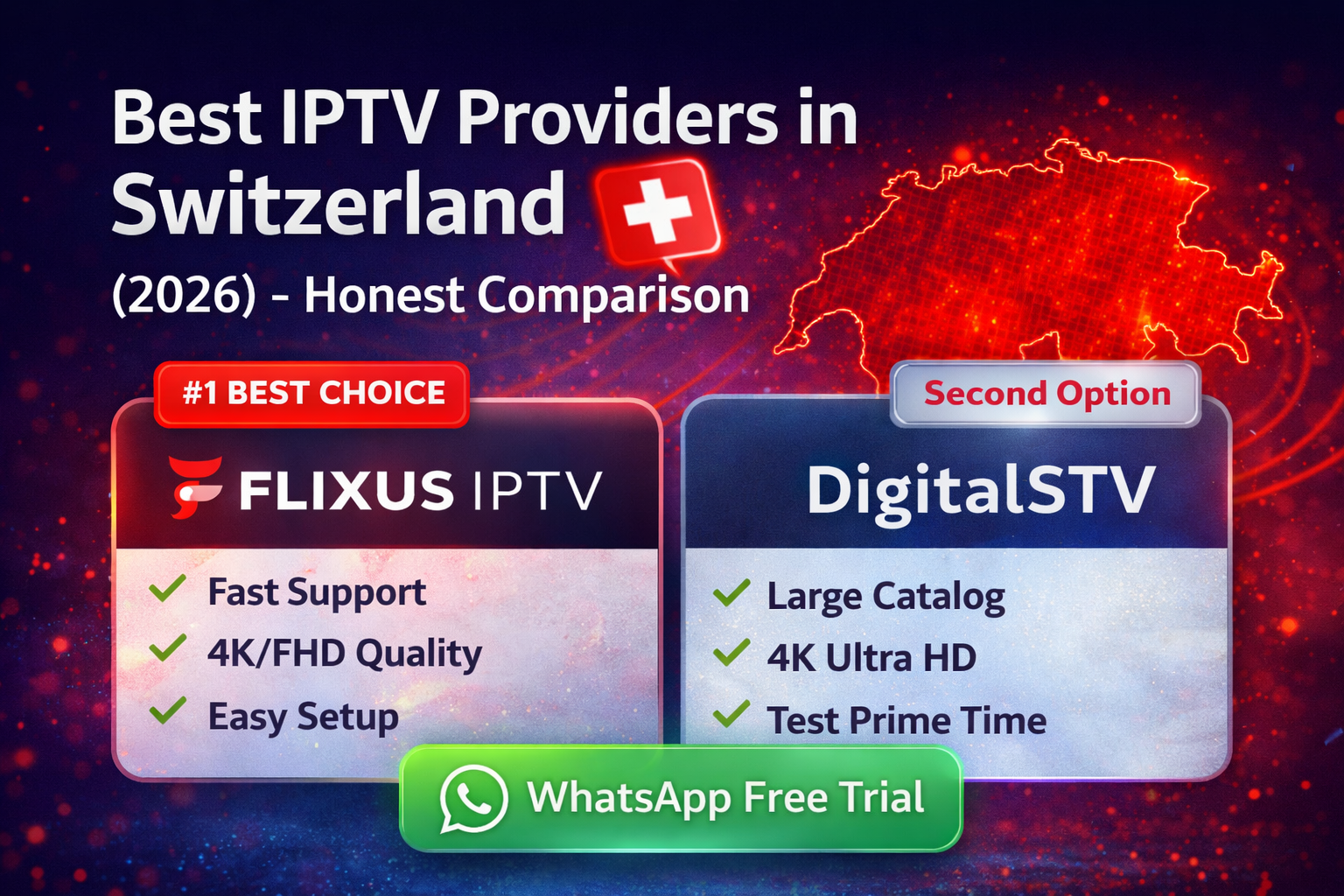 Best IPTV Switzerland 2026 – honest comparison of IPTV providers and free trial