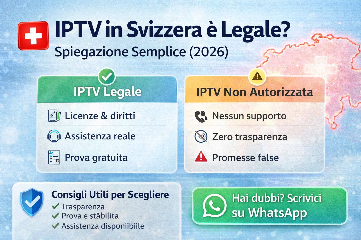 iptv legale svizzera 2026 – spiegazione semplice sulla legalità IPTV in Svizzera